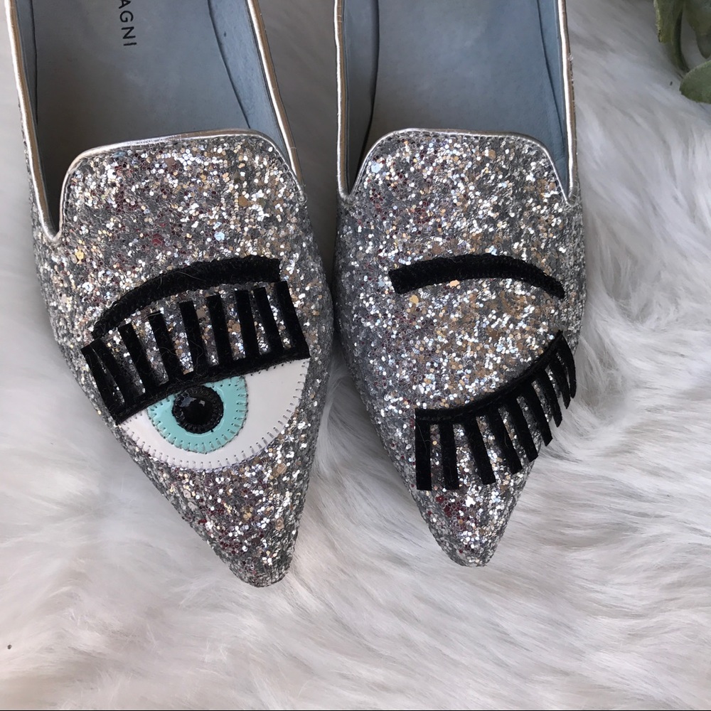 Metallic glittery pointy loafers - Picture 2 of 8